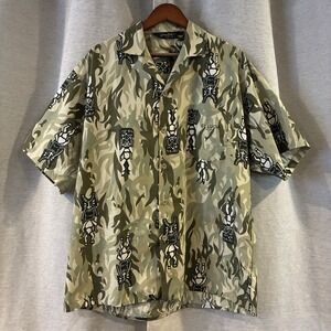 Sean John Y2K St. Lucia Tiki Hawaiian Button Up Size Large